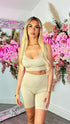 Abbie Nude Spaghetti Strap Crop Top and Shorts Set